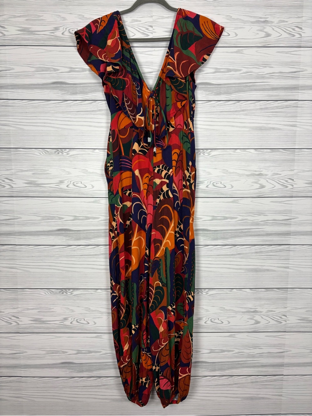 FARM Rio for Anthropologie abstract ruffled jumpsuit size XS colorful - Picture 9 of 14